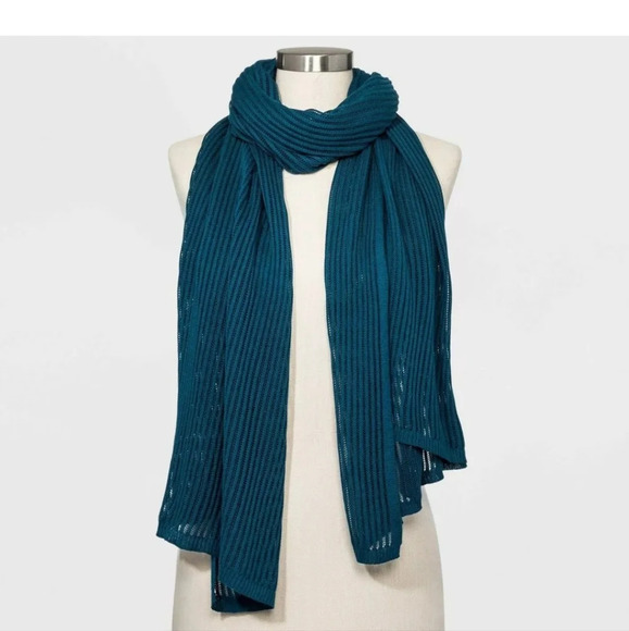 Women's Oblong Travel Wrap Scarf in Teal- A New Day, One Size - Picture 1 of 6